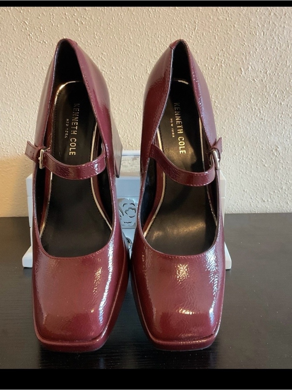 Kenneth Cole Burgundy Patent Mary Jane Heels